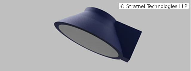 3D printed parabolic horn reflector with integrated mounting fixture — Stratnel